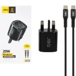 شارژر دیواری فست و PD دو پورت JBQ مدل WC-609B 20W همراه با کابل Type-C To Type-C - مشکی (گارانتی یکساله رصاصی)