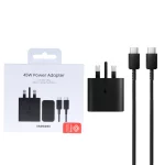 شارژر دیواری PD و فست تک پورت Samsung مدل EP-T4511 45W مجهز به فناوری GAN-NFC به همراه کابل شارژ Type-C To Type-C- مشکی (گارانتی پارتیان پایا)
