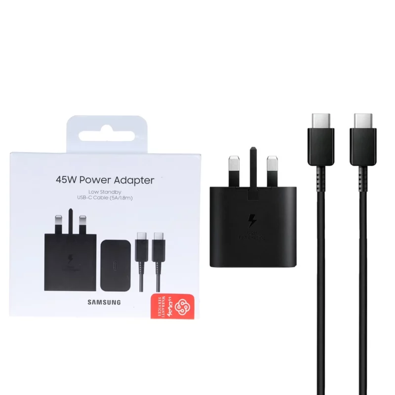 شارژر دیواری PD و فست تک پورت Samsung مدل EP-T4511 45W مجهز به فناوری GAN-NFC به همراه کابل شارژ Type-C To Type-C- مشکی (گارانتی پارتیان پایا) - تصویر 2
