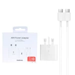 شارژر دیواری PD و فست تک پورت Samsung مدل EP-T4511 45W مجهز به فناوری GAN-NFC به همراه کابل شارژ Type-C To Type-C- سفید (گارانتی پارتیان پایا)