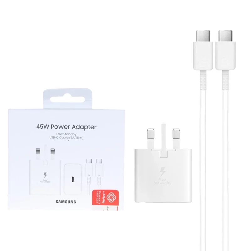 شارژر دیواری PD و فست تک پورت Samsung مدل EP-T4511 45W مجهز به فناوری GAN-NFC به همراه کابل شارژ Type-C To Type-C- سفید (گارانتی پارتیان پایا) - تصویر 2