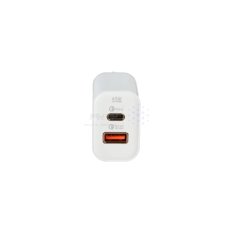 شارژر دیواری فست و PD دو پورت +Lindos مدل LN-CH10 45W به همراه کابل شارژ Type-C - سفید (گارانتی تعویض یکساله شرکتی) - تصویر 4