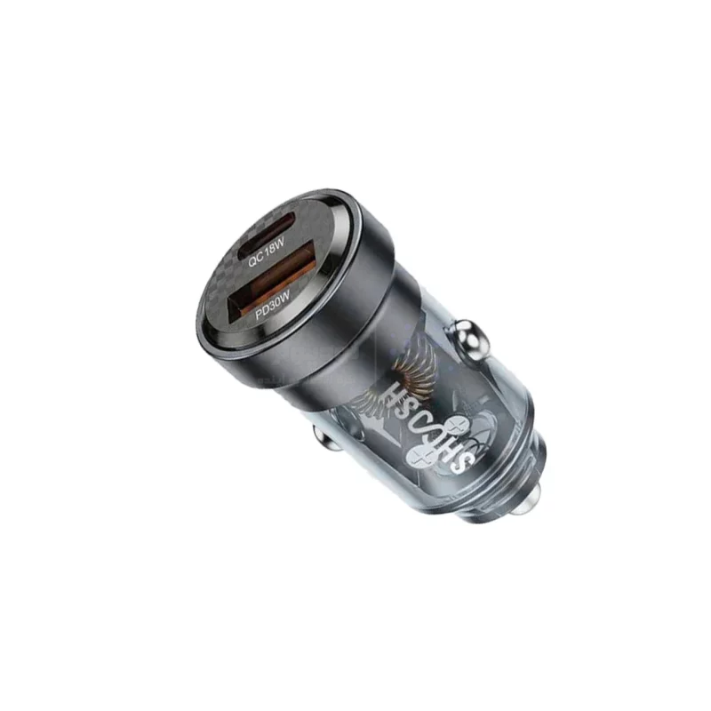 شارژر فندکی فست و PD دو پورت Shoosh مدل SH-805 48W - مشکی خاکستری - SMO - تصویر 3
