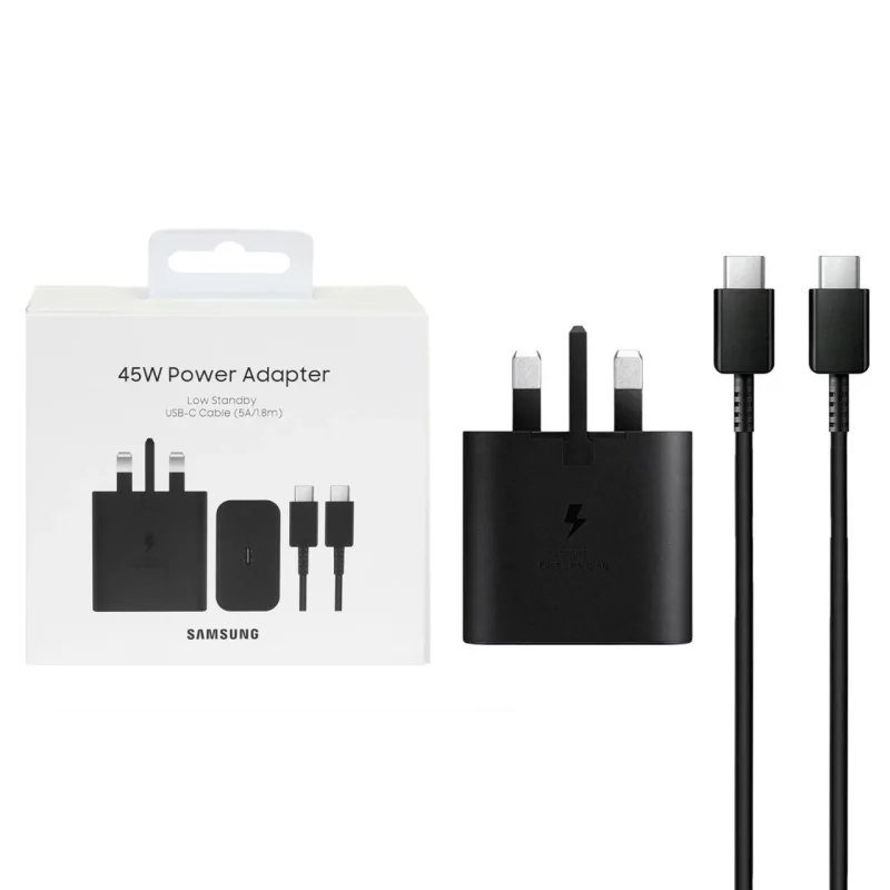 شارژر دیواری سه پین فست و PD تک پورت SAMSUNG Type-C مدل EP-T4510 45W به همراه کابل شارژ Type-C To Type-C - مشکی - ASP (گارانتی شش ماهه آروین) - تصویر 2