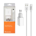 شارژر دیواری فست دو پورت Mcdodo مدل CH-6721 12W به همراه کابل شارژ Type-C - سفید (گارانتی متین)