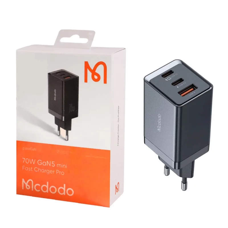شارژر دیواری PD و فست شارژ سه پورت Mcdodo مدل CH-154 70W - مشکی (گارانتی متین) - تصویر 2