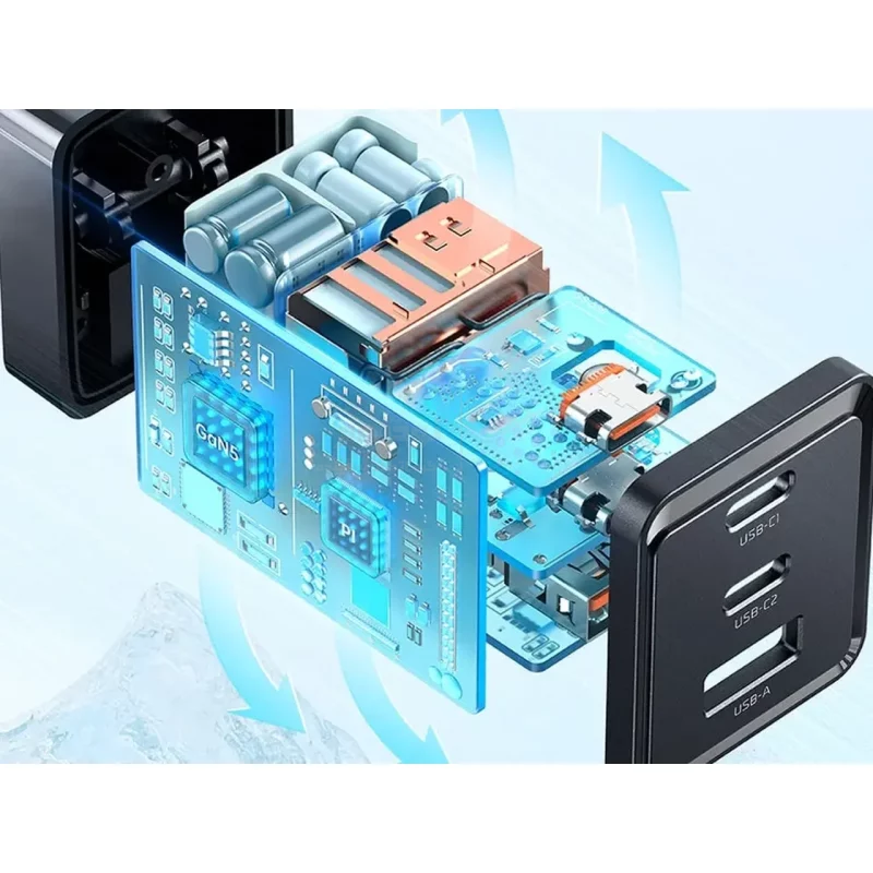 شارژر دیواری PD و فست شارژ سه پورت Mcdodo مدل CH-154 70W - مشکی (گارانتی متین) - تصویر 3