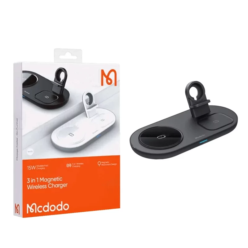 شارژر وایرلس سه کاره Mcdodo مدل CH-7061 -مشکی (گارانتی متین) - تصویر 2