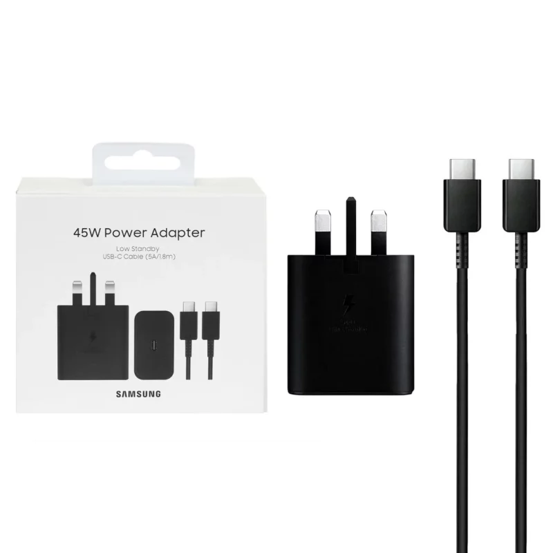 شارژر دیواری سه پین فست و PD تک پورت SAMSUNG Type-C مدل EP-T4511 HI+ 45W به همراه کابل شارژ Type-C - مشکی (6 ماهه DST ) مجهز به فناوری NFC - تصویر 2