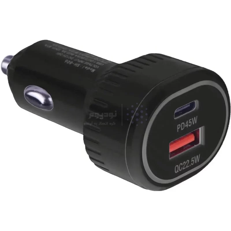 شارژر فندکی فست و PD دو پورت Shoosh مدل SH-806 67.5W - مشکی - SMO - تصویر 3