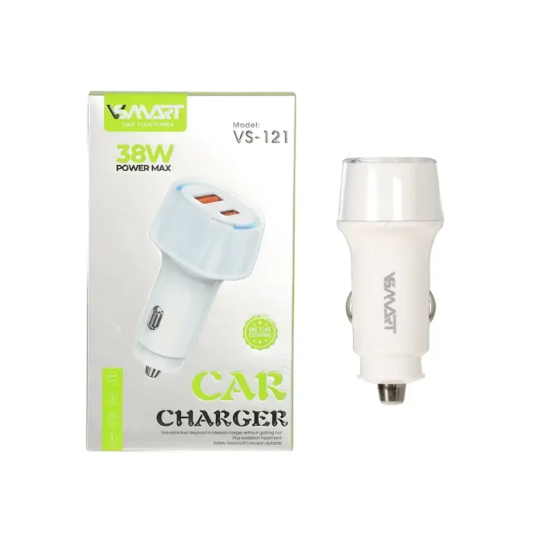 شارژر فندکی فست دو پورت V-Smart مدل VS-121 38W - سفید - BSA - تصویر 2