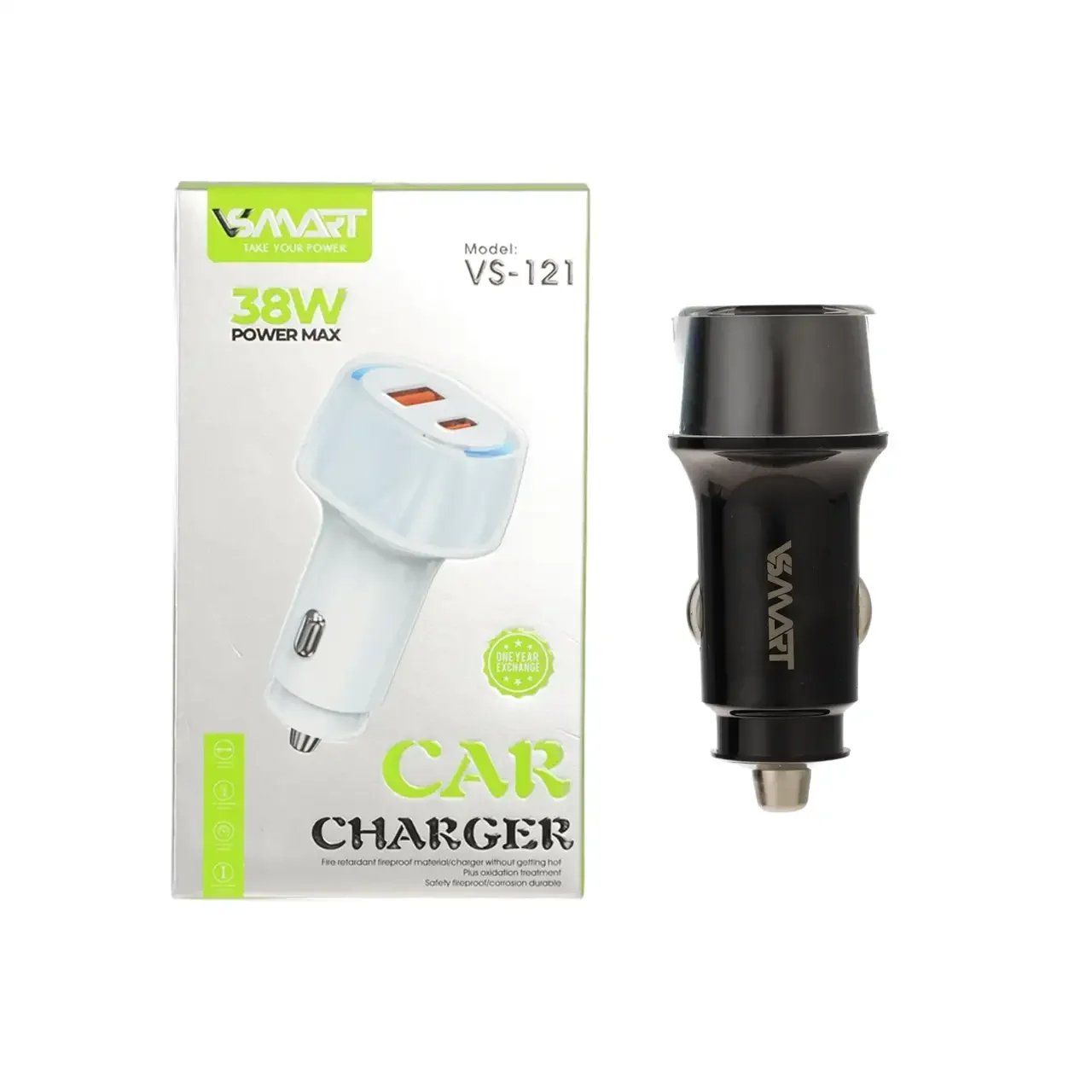 1585-4122362-1 شارژر فندکی فست دو پورت V-Smart مدل VS-121 38W - مشکی - BSA - تصویر 1