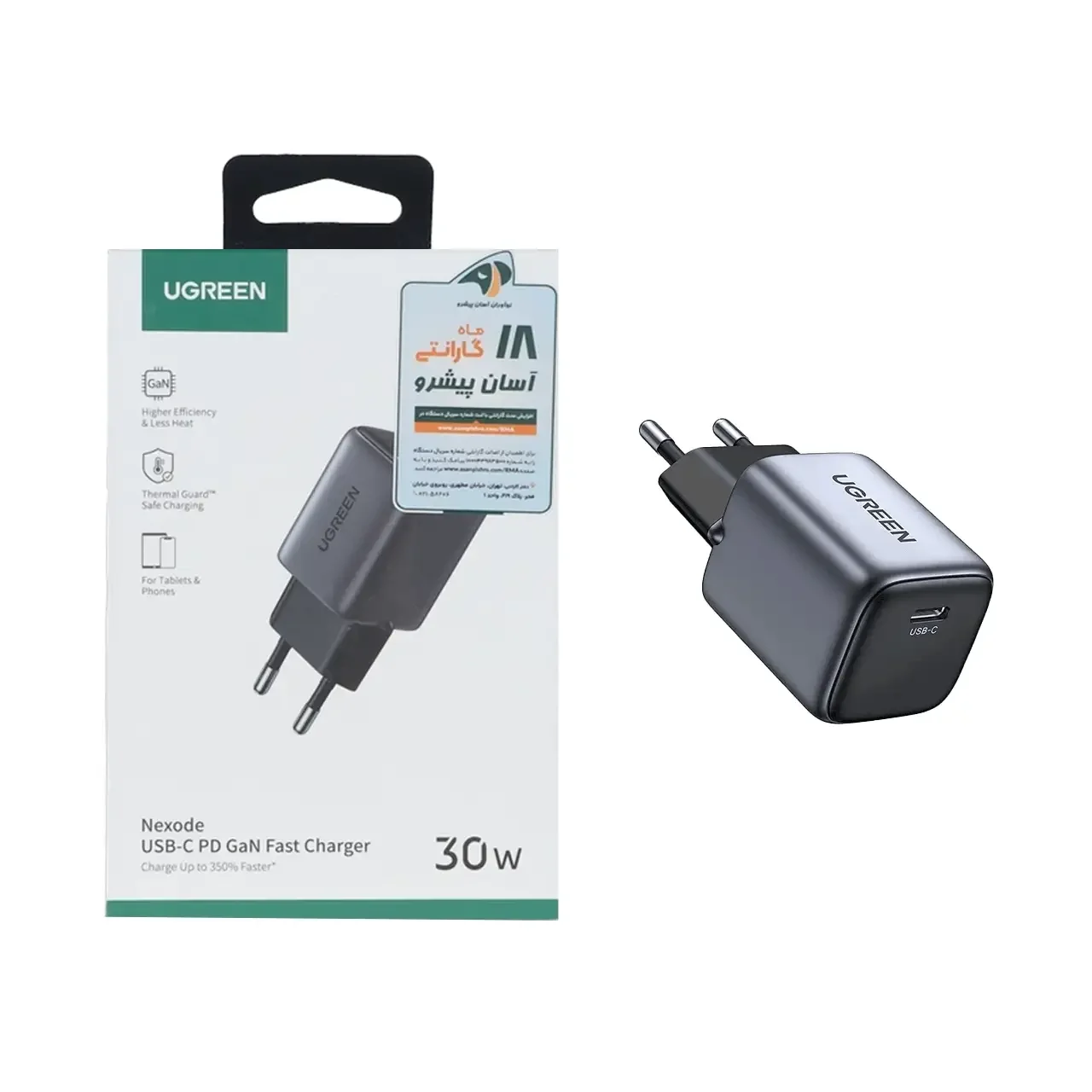 1585-4574748-1 شارژر دیواری PD و فست تک پورت UGREEN مدل Nexode CD319 30W - مشکی (گارانتی 18 ماهه آسان پیشرو)(90666) - تصویر 1