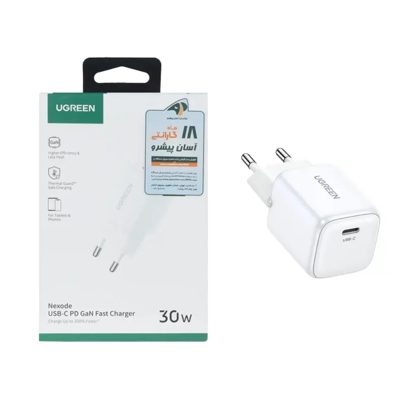 شارژر دیواری PD و فست تک پورت UGREEN مدل Nexode CD319 30W - سفید (گارانتی 18 ماهه آسان پیشرو)(15326) - تصویر 2