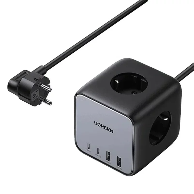 چندراهی برق و شارژر رومیزی UGREEN مدل DigiNest Cube (2C2A) CD268 65W - مشکی (گارانتی 18 ماهه آسان پیشرو)(60113) - تصویر 2