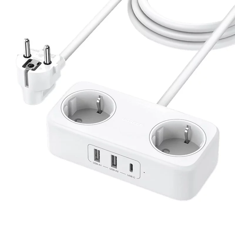 چندراهی برق و شارژر رومیزی UGREEN مدل DigiNest Life (2A1C) CD280 30W - سفید (گارانتی 18 ماهه آسان پیشرو)(50683) - تصویر 2