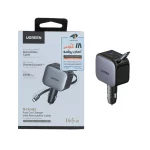 شارژر فندکی PD و فست سه پورت UGREEN مدل Nexode EC604 145W به همراه کابل متصل Type-C - مشکی (گارانتی 18 ماهه آسان پیشرو)(55910B)