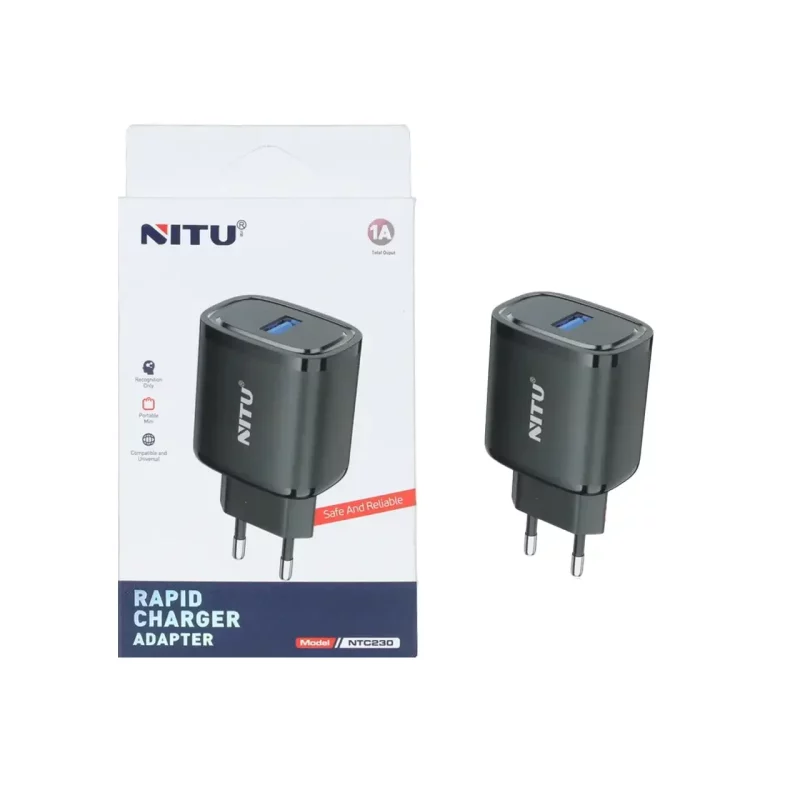 شارژر دیواری تک پورت Nitu مدل NTC230 - مشکی (گارانتی 18 ماه تعویض نیکان همراه) - تصویر 2