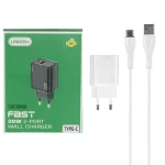 شارژر دیواری PD و فست دو پورت +Lindos مدل LN-CH40 20W به همراه کابل شارژ Type-C - سفید (گارانتی تعویض یکساله شرکتی)