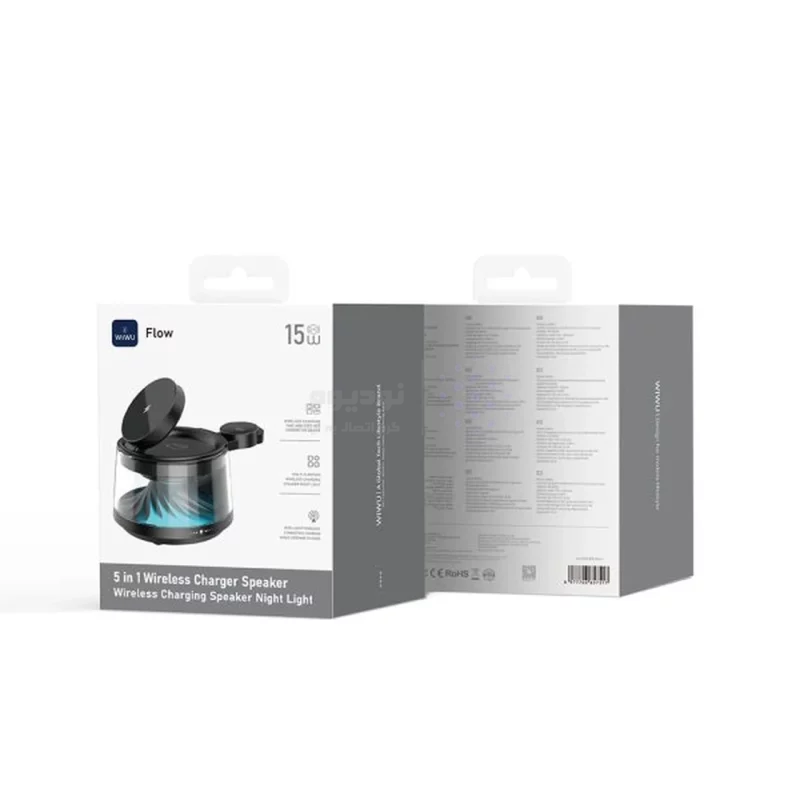 اسپیکر و شارژر وایرلس پنج کاره Wiwu مدل Flow wi-w039 - مشکی (گارانتی شش ماهه شرکتی) - تصویر 7