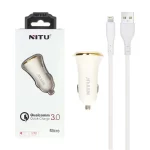 شارژر فندکی فست تک پورت NITU مدل NT-CC802F به همراه کابل شارژ آیفون - سفید (گارانتی 18 ماه تعویض نیکان همراه)