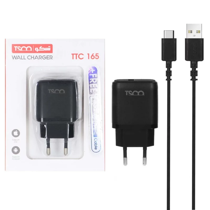 شارژر دیواری تک پورت TSCO مدل TTC 165 10W - مشکی (گارانتی 12 ماهه تسکو) - تصویر 2
