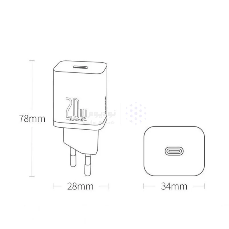 شارژر دیواری فست و PD تک پورت Baseus مدل Super Si 1C 20W - سفید (گارانتی 24 ماهه آونگ) - تصویر 4