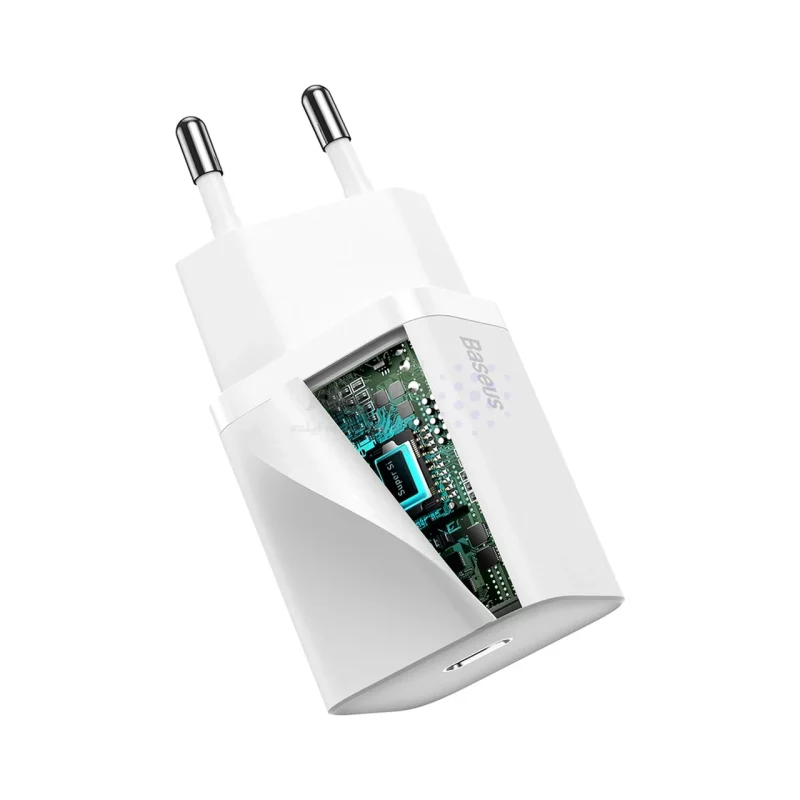 شارژر دیواری فست و PD تک پورت Baseus مدل Super Si 1C 20W - سفید (گارانتی 24 ماهه آونگ) - تصویر 6
