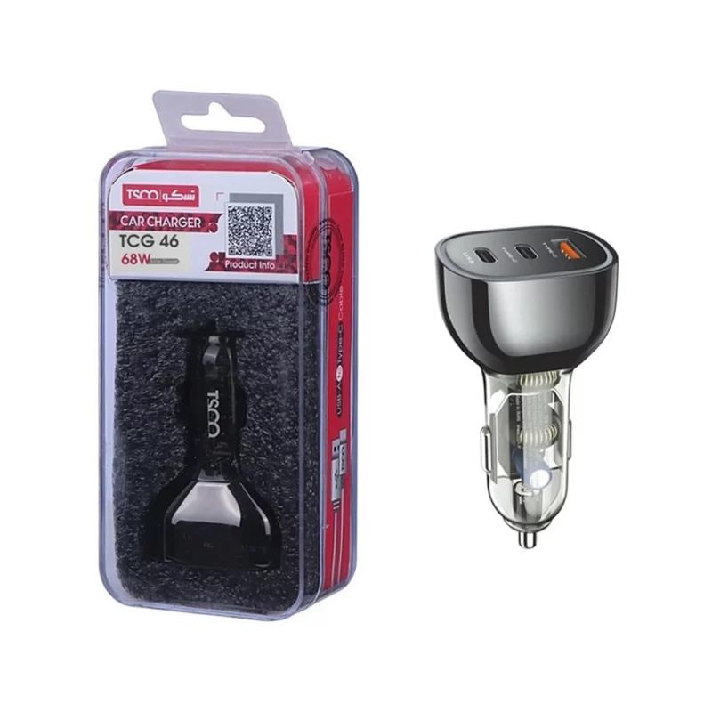 شارژر فندکی PD و فست سه پورت TSCO مدل TCG 46 68W - مشکی (گارانتی 12 ماهه تسکو) - تصویر 2