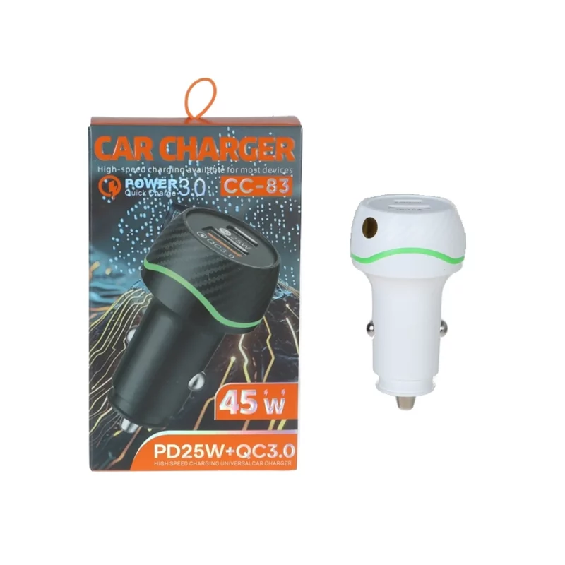شارژر فندکی PD وفست دو پورت مدل CC-83 45W - مشکی - YSP - تصویر 2