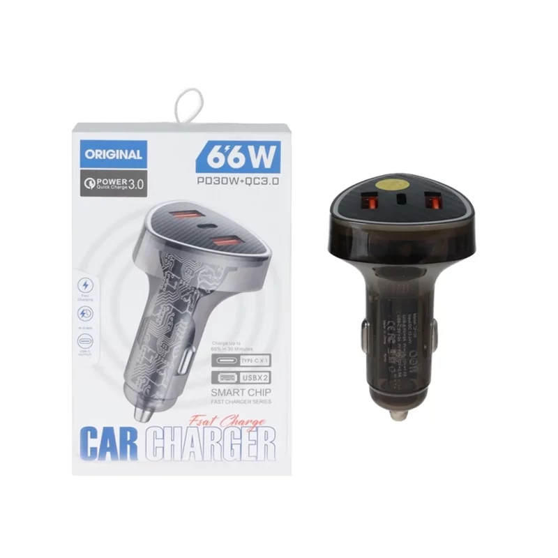 شارژر فندکی PD وفست سه پورت مدل ZF120 66W - مشکی - YSP - تصویر 2