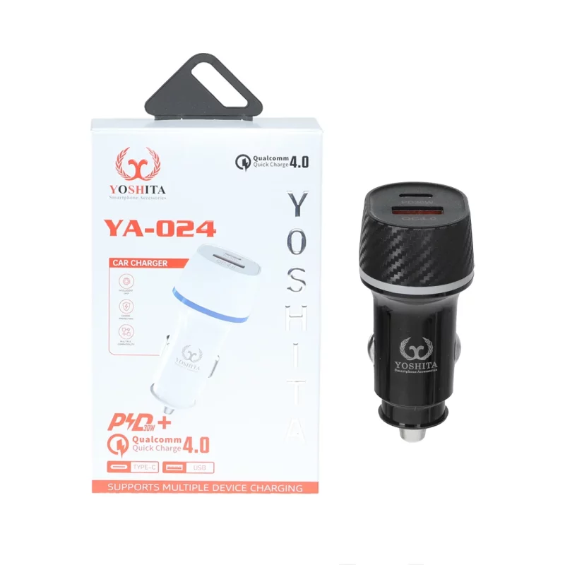 شارژر فندکی PD و فست دو پورت Yoshita مدل YA-024 - مشکی - MMS (گارانتی شش ماهه YA) - تصویر 2