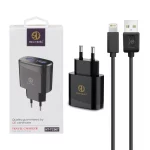شارژر دیواری فست دو پورت Rico Vitello مدل NT-TC007 12W به همراه کابل شارژ آیفون - مشکی