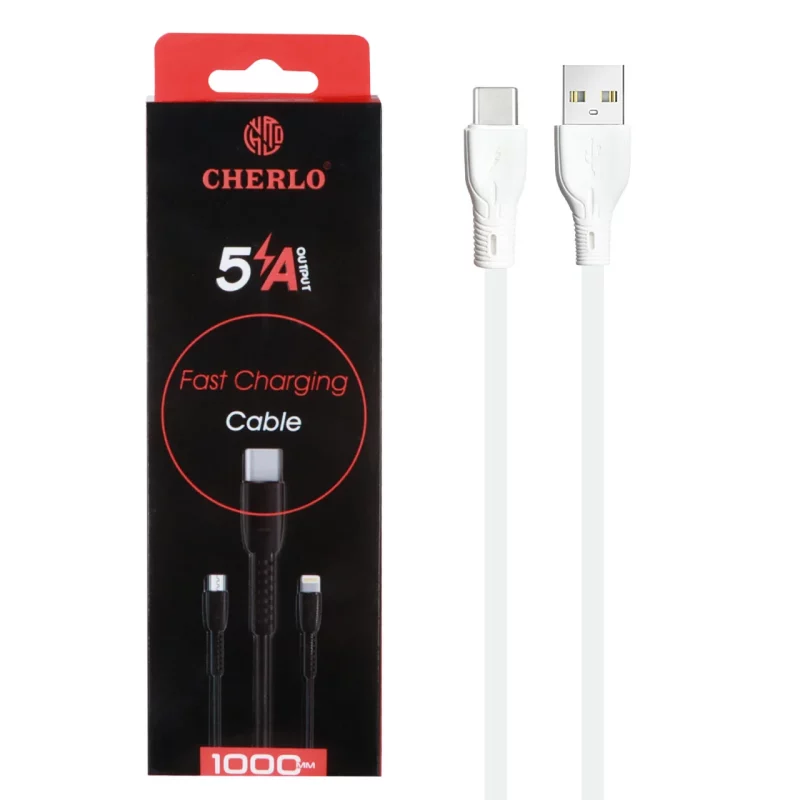 کابل شارژ 1.1 متری فست CHERLO Type-C مدل CH-TC09 - سفید - SMO - تصویر 2