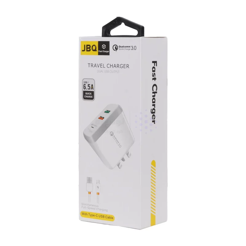 شارژر دیواری فست دو پورت JBQ مدل F-2USB 18W همراه با کابل Type-C - سفید (گارانتی یکساله رصاصی) - تصویر 5