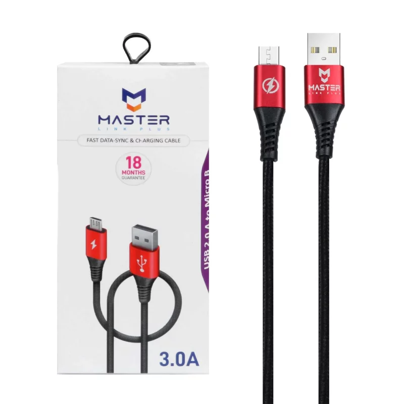 کابل شارژ کنفی سوپر فست اندروید MASTER مدل ETM 005 - مشکی قرمز - تصویر 2