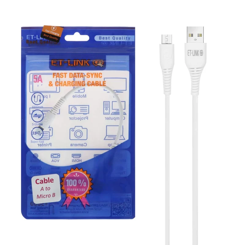 کابل شارژ پاوربانک اندروید ET-LINK - سفید - تصویر 2