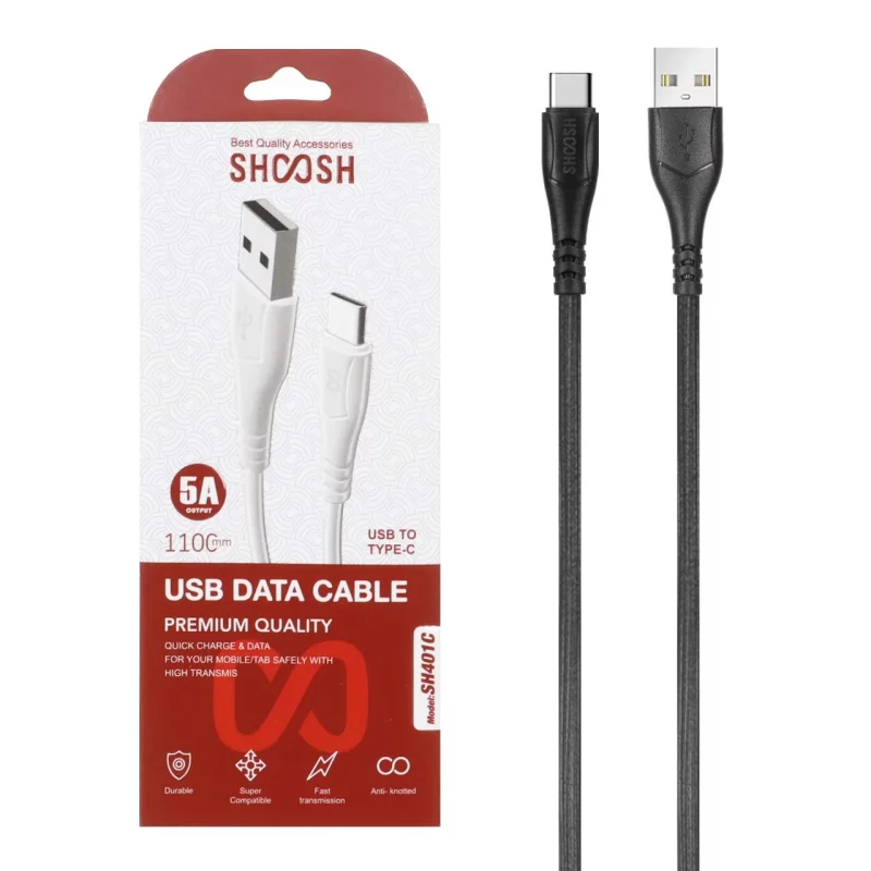 کابل شارژ 1.1 متری فست Shoosh Type-C مدل SH401C - مشکی - SMO - تصویر 2