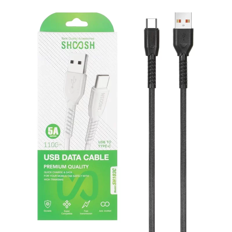 کابل شارژ 1.1 متری فست Shoosh Type-C مدل SH103C - مشکی - SMO - تصویر 2