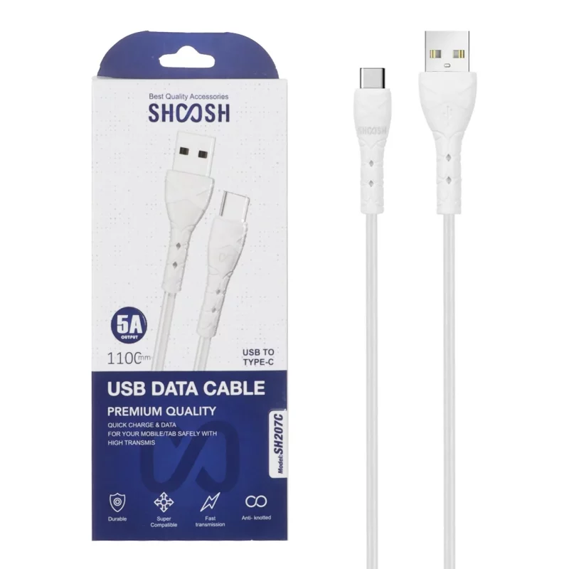 کابل شارژ 1.1 متری فست Shoosh Type-C مدل SH207C - سفید - SMO - تصویر 2