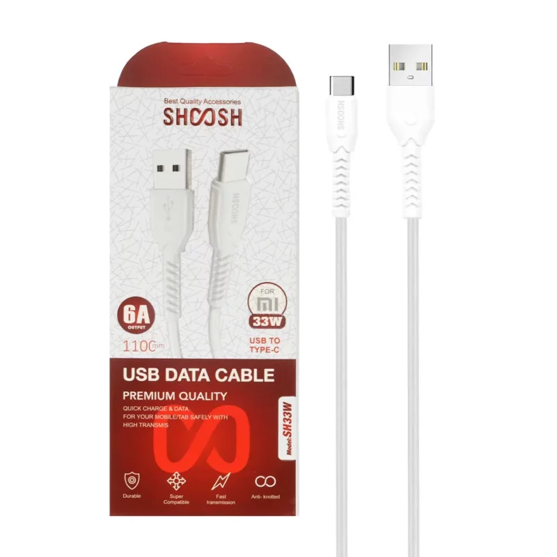 کابل شارژ 1.1 متری فست Shoosh Type-C مدل SH33W - سفید - SMO - تصویر 2
