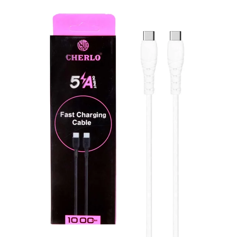 کابل شارژ فست CHERLO Type-C to Type-C مدل TC-TC02 - سفید - SMO - تصویر 2