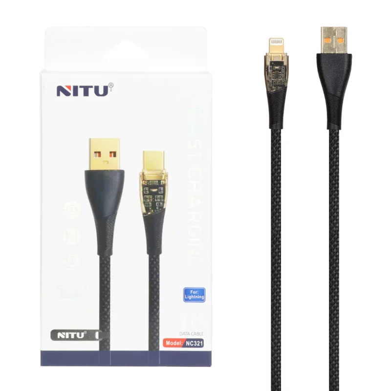 کابل شارژ فست آیفون NITU مدل NC321 - مشکی (گارانتی 18 ماه تعویض نیکان همراه) - تصویر 2