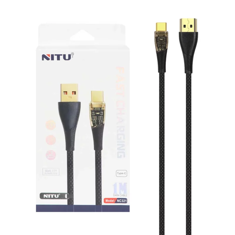 کابل شارژ فست NITU Type-C مدل NC321 - مشکی (گارانتی 18 ماه تعویض نیکان همراه) - تصویر 2