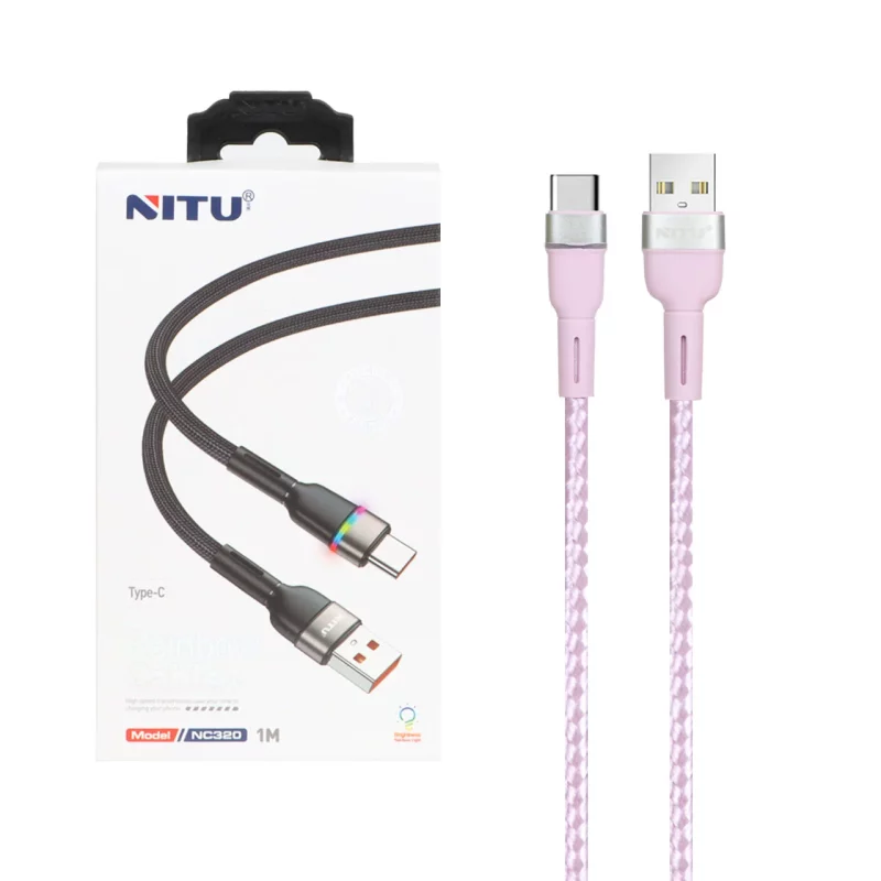 کابل شارژ NITU Type-C مدل NC320 - صورتی (گارانتی 18 ماه تعویض نیکان همراه) - تصویر 2