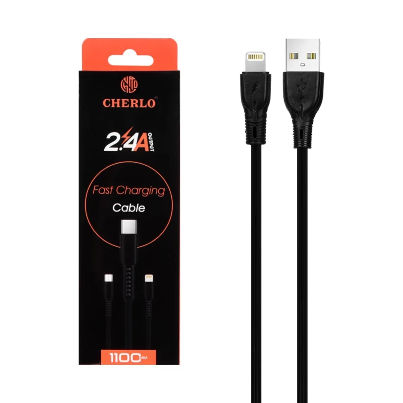 کابل شارژ فست آیفون CHERLO مدل CH-IP09 - مشکی - SMO - تصویر 2