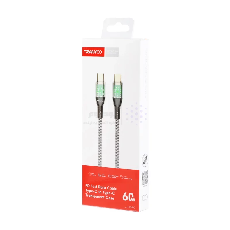 کابل شارژ PD و فست Tranyoo Type-C to Type-C مدل T-P40 C - مشکی - تصویر 3