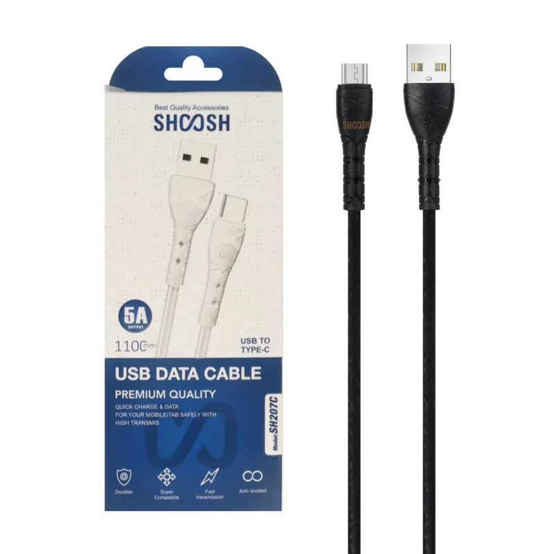 کابل شارژ 1.1 متری فست Shoosh Type-C مدل SH207C - مشکی - SMO - تصویر 2