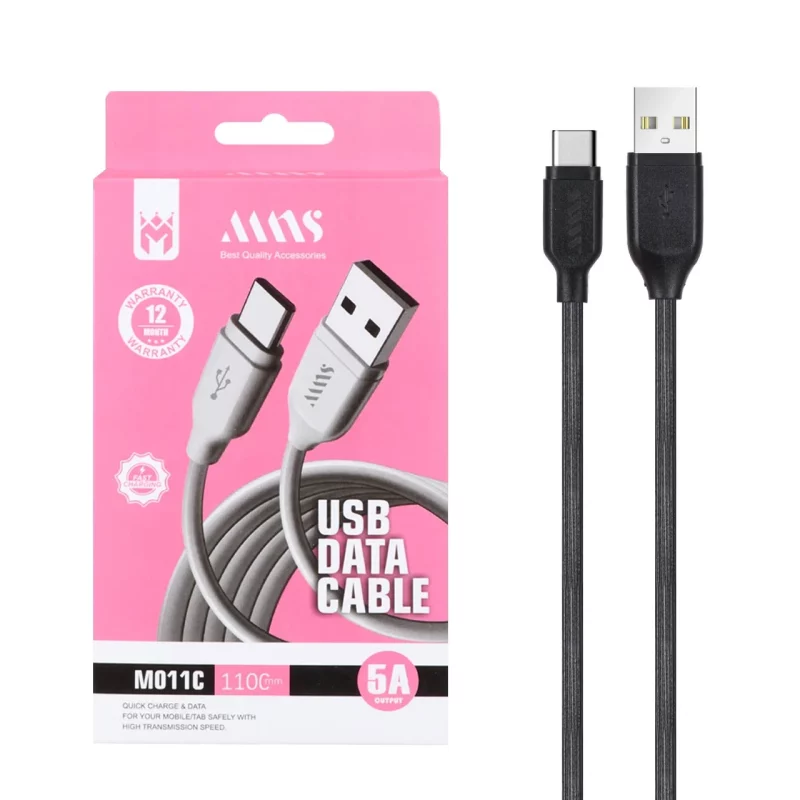 کابل شارژ فست 1.1 متری MNS Type-C مدل M011C - مشکی - SMO - تصویر 2