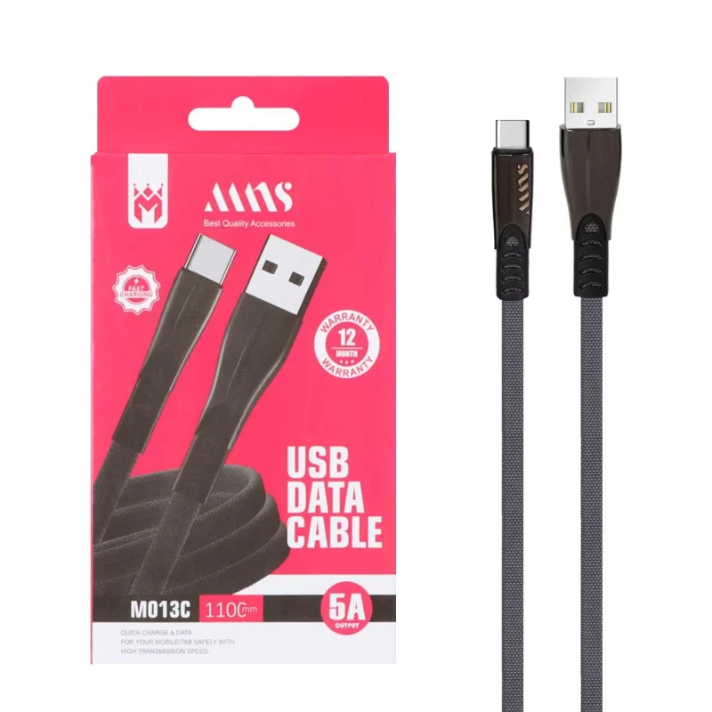 کابل شارژ فست 1.1 متری MNS Type-C مدل M013C - خاکستری - SMO - تصویر 2